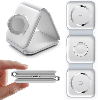 Magnetic Wireless Charging Station: 3-in-1 Foldable Fast Charger for iPhone