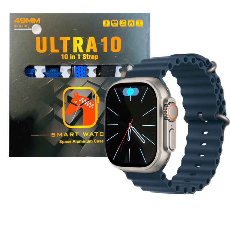 ULTRA 10 SMART WATCH | 10 IN 1 STRAPS + JELLY CASE | SUPER HD DISPLAY | BT CALLING | WIRELESS CHARGING